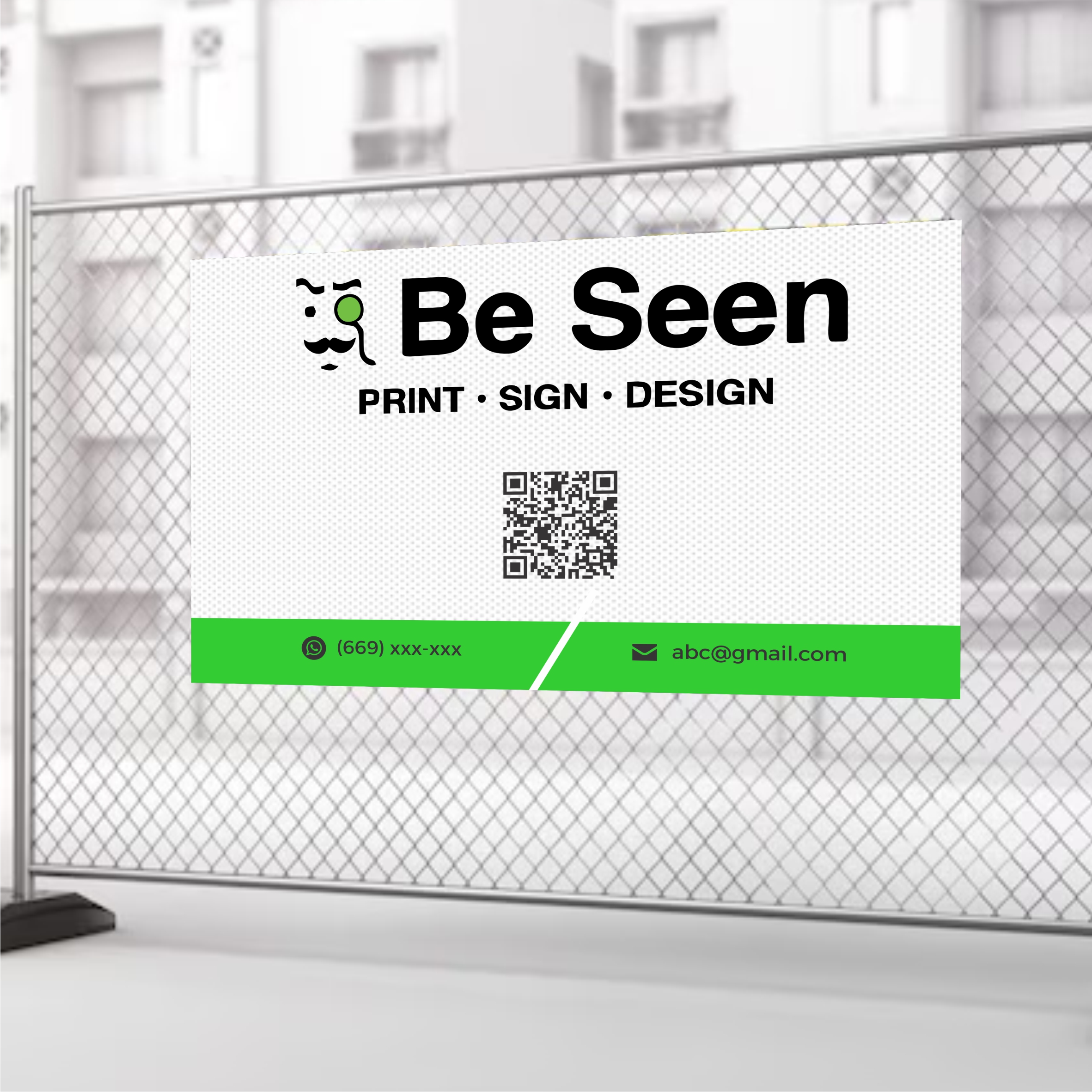 Wind-resistant mesh banner with perforated design for outdoor real estate displays